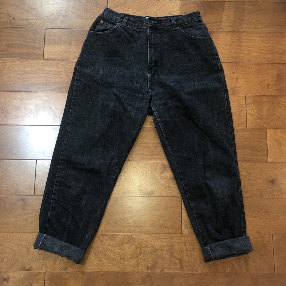 High waisted black denim